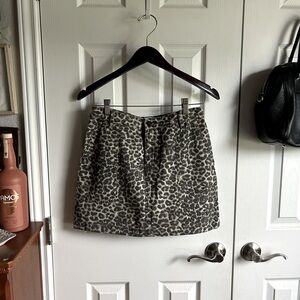 Made in Blue brown & tan leopard print jean mini skirt